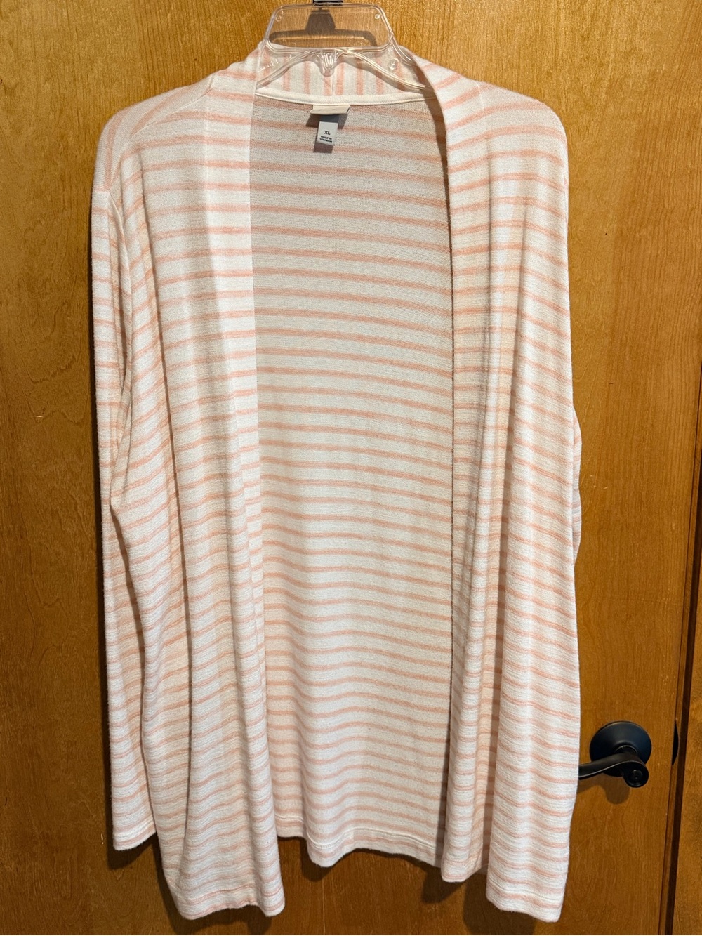 Women’s comfy Cardigan Lightweight - Soft Pink Stripe